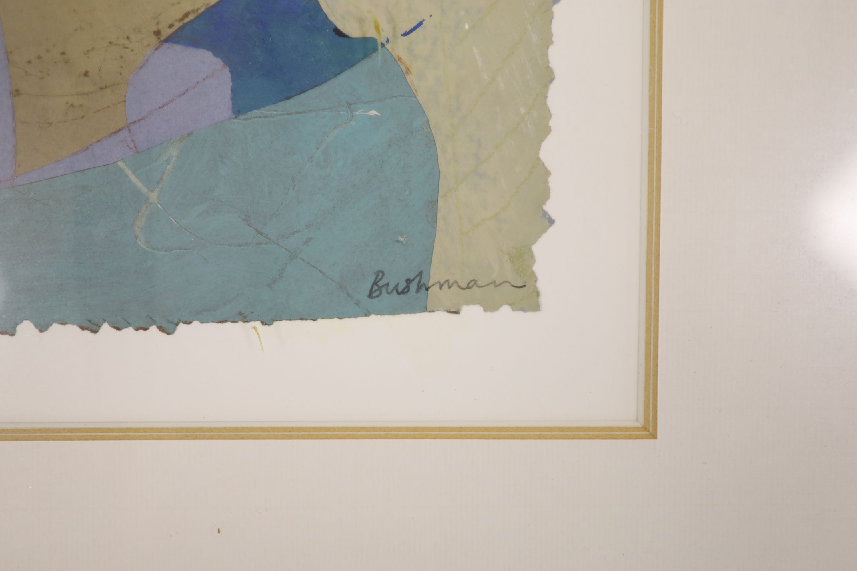 Sarah Bushman (Contemporary), mixed media, 'In Flight Like The Wave', signed, 1996 label verso, 27 x 26cm